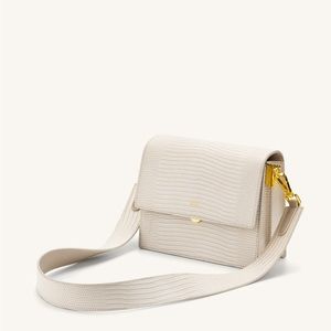 JWPei Mini Flap Crossbody Ivory lizard